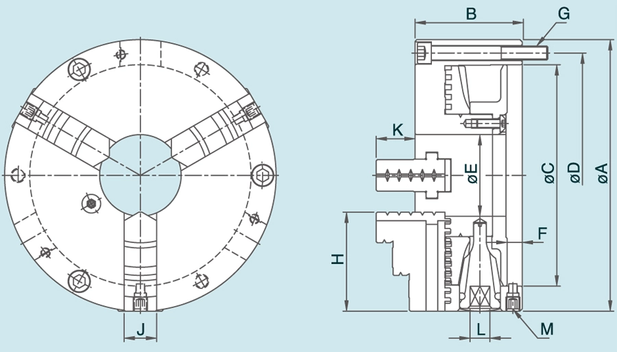 چاک های اسکرول بدنه فولادی CT 3-Jaw Adjustment