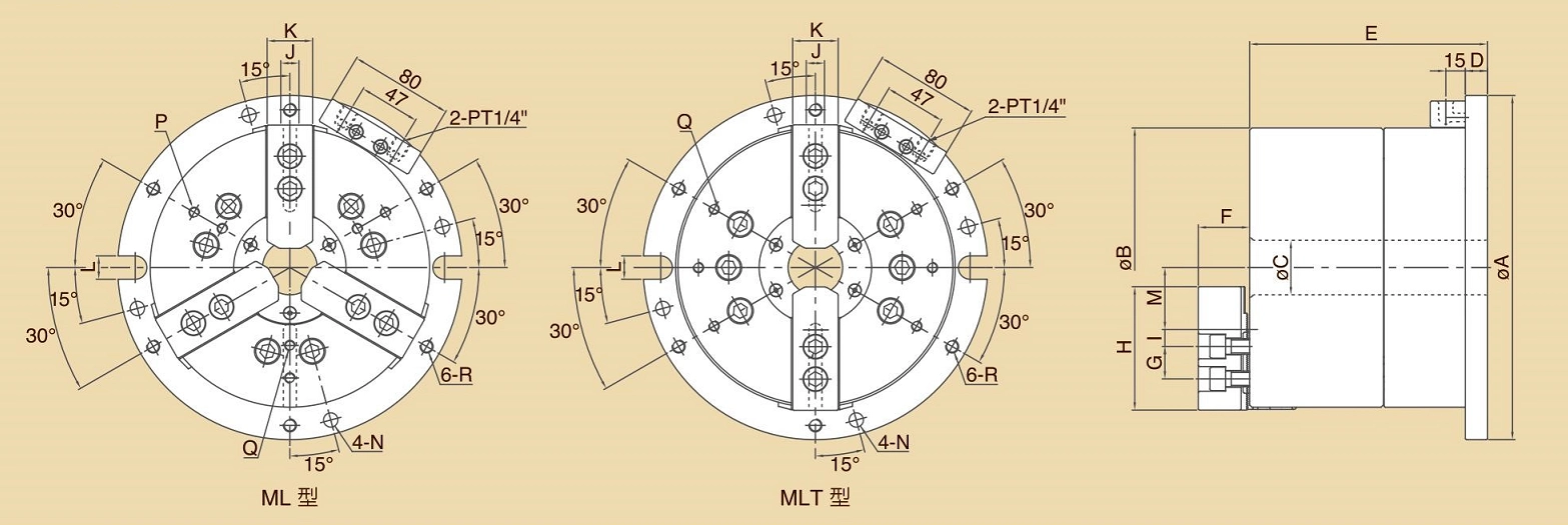 ML, MLT Long Stroke Hollow Chack Fixtures