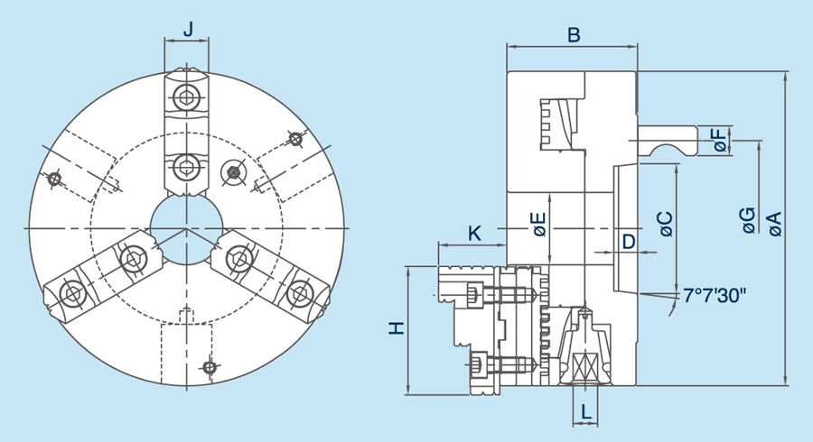 چاک های اسکرول نوع GB 3-Jaw D1